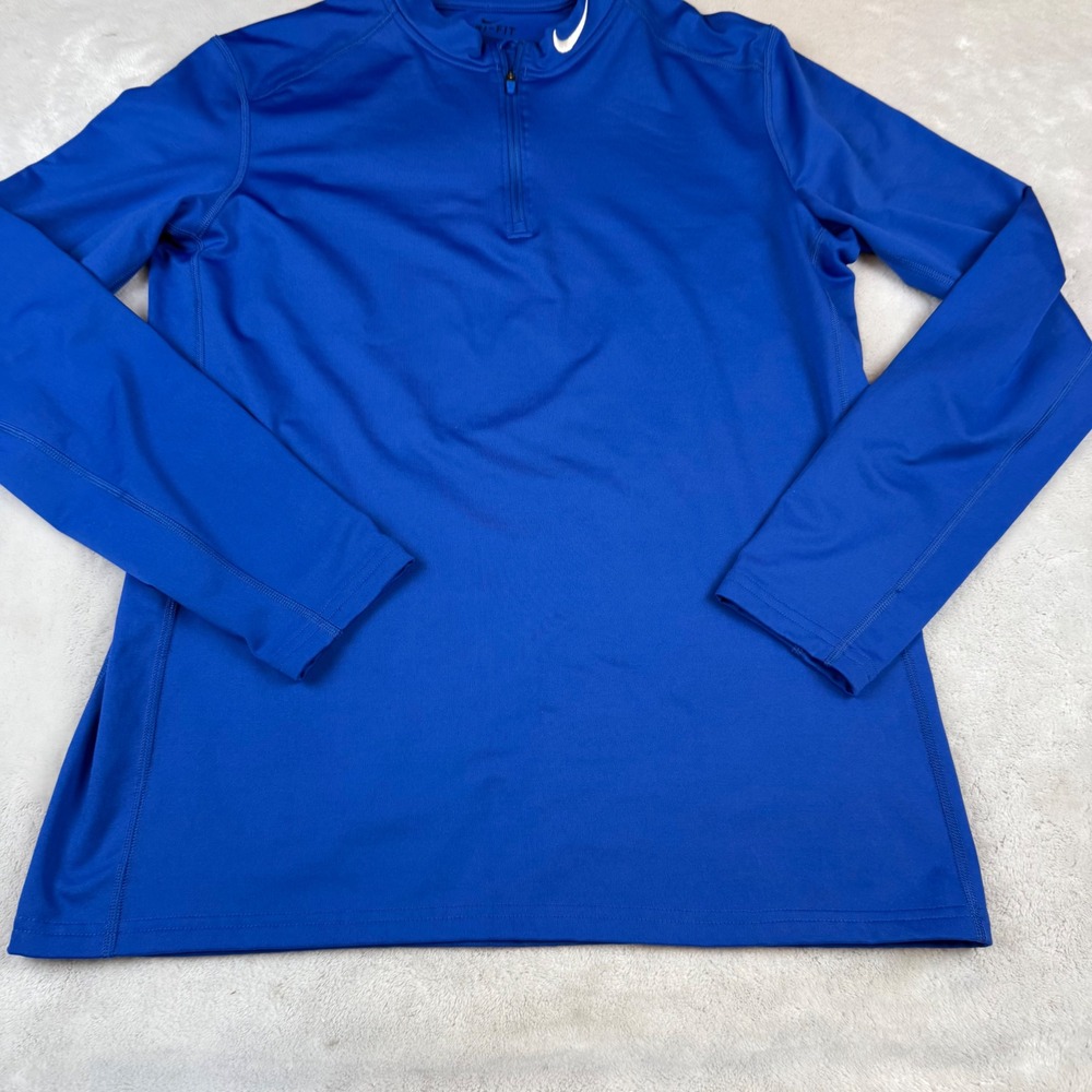 Nike Dri Fit Long Sleeve Quarter Zip Training Shirt Men's Large Blue Athletic‎